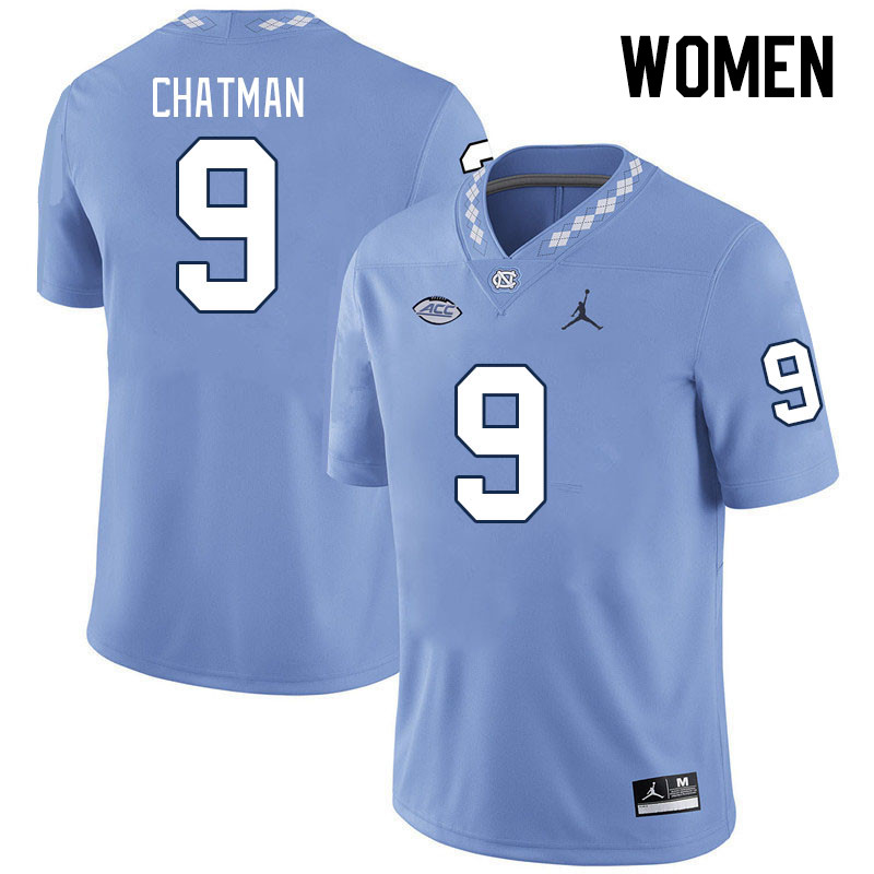 Women #9 Armani Chatman North Carolina Tar Heels College Football Jerseys Stitched-Carolina Blue